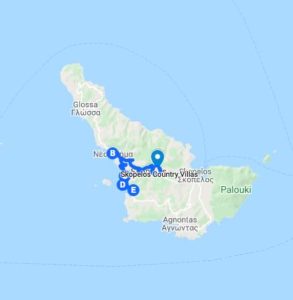 Skopelos Beaches - Map with Directions